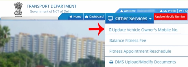 Delhi RC Me Mobile Number Kaise Change Kare Step 7