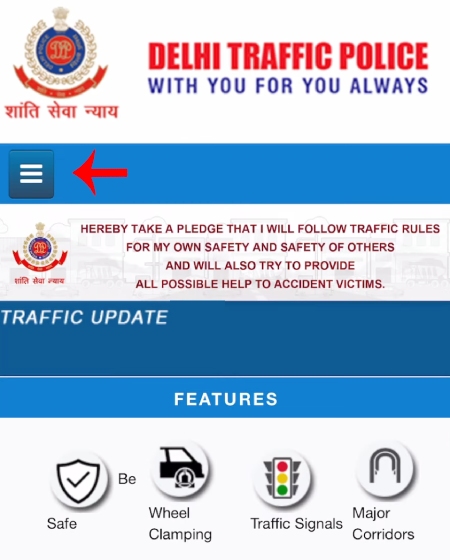 Delhi Traffic Police E-Challan Check Kaise Kare Step 2