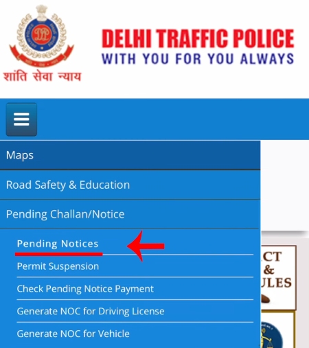 Delhi Traffic Police E-Challan Check Kaise Kare Step 3