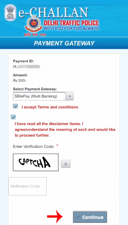 Delhi Traffic Police E-Challan Pay Kaise Kare Step 4