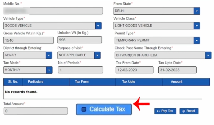 Rajasthan Ka Road Tax Kaise Bhare Step 5