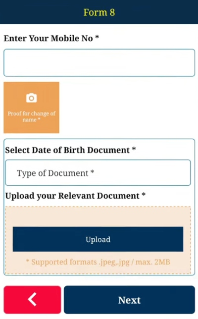 Voter ID Card Correction Online Step 8 Sub-Step 2