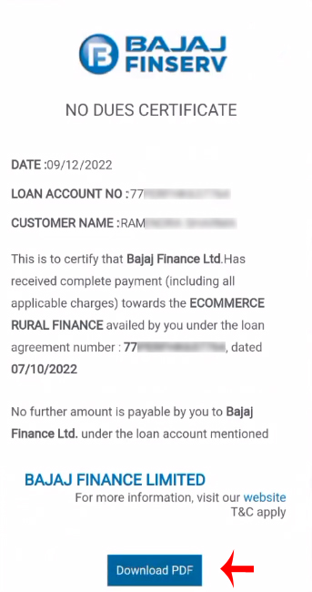 Bajaj Finserv Loan NOC Certificate Download Kaise Kare Step 6