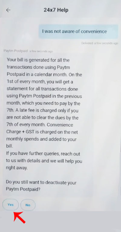 Paytm Postpaid Account Band Kaise Kare Step 9