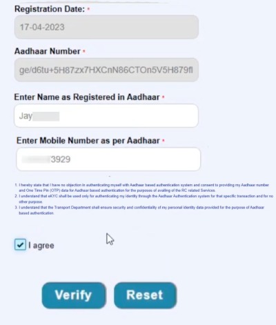 How To Update Mobile Number in RC Book Step 10
