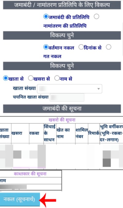 Rajasthan Jamabandi Online Check Step 8